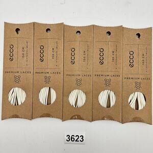 LOT OF 5 - ECCO PREMIUM LACES 150CM WHITE ROUND NIB 1X5 PAIRS